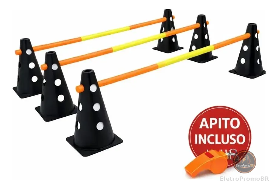 B-3 Kit 6 Cones Furados Com 3 Barreiras Desmontáveis 90 Cm