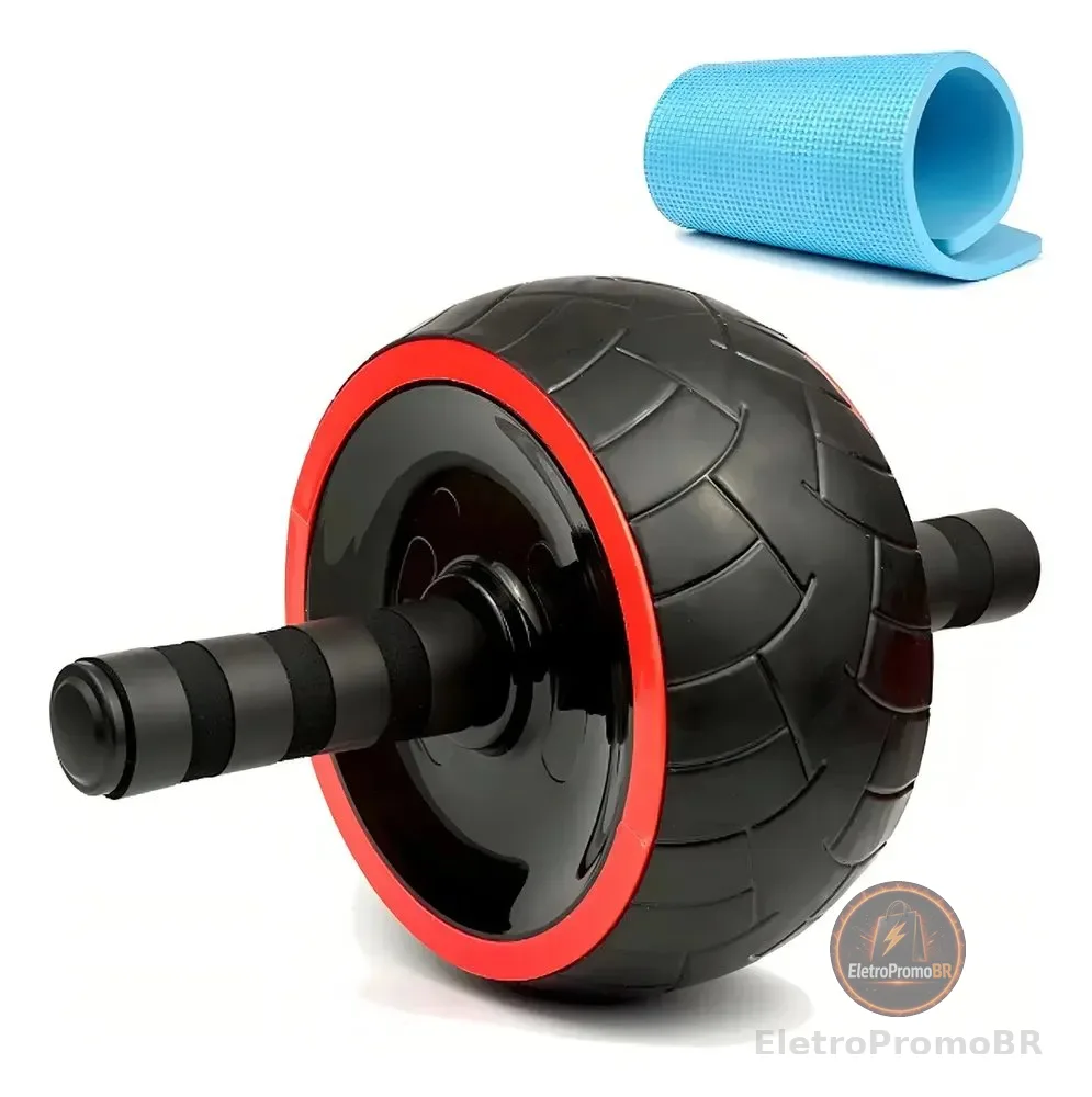Roda Abdominal Large MBFit com Tapete EVA e Cabo Antiderrapante