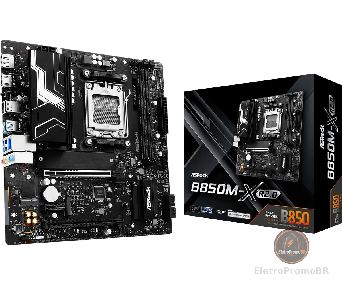Placa Mãe Asrock B850M-X R2.0 (AM5/2xDDR5/HDMI/DP/M.2/USB 3.2)