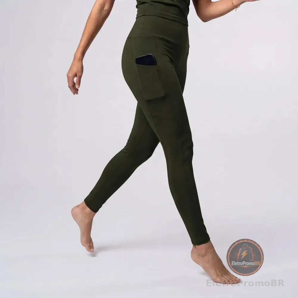 Calça Legging Fitness Cintura Alta Mercado Livre Basics Verde-musgo Liso M