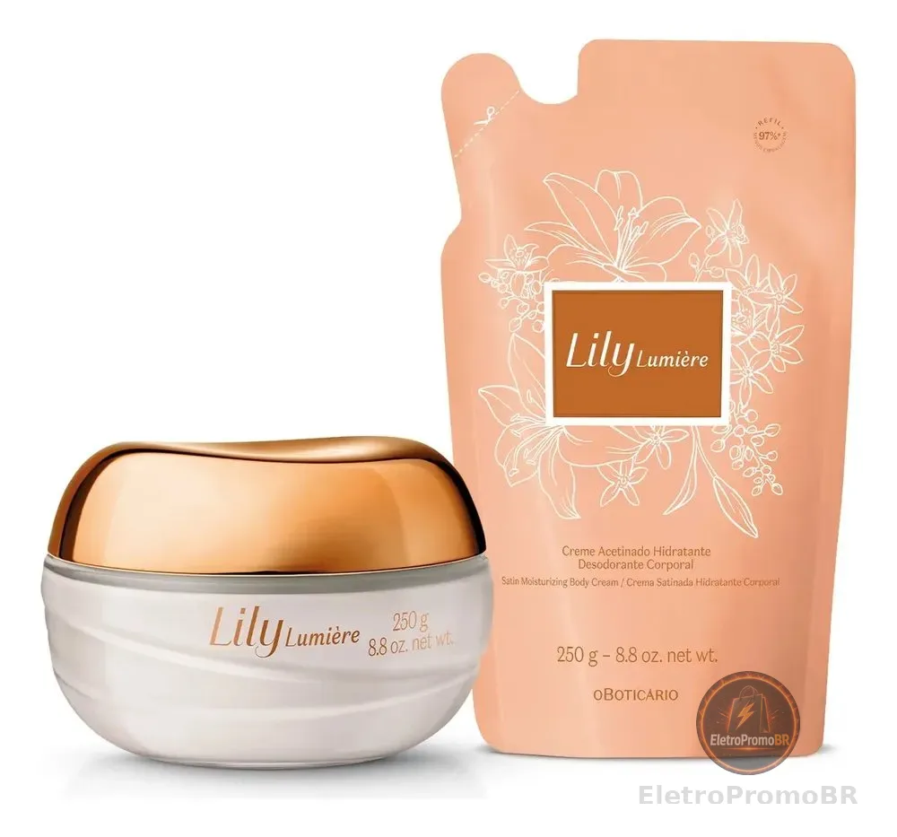 Kit Lily Lumière: Creme Hidratante Corporal 250g+ Refil 250g