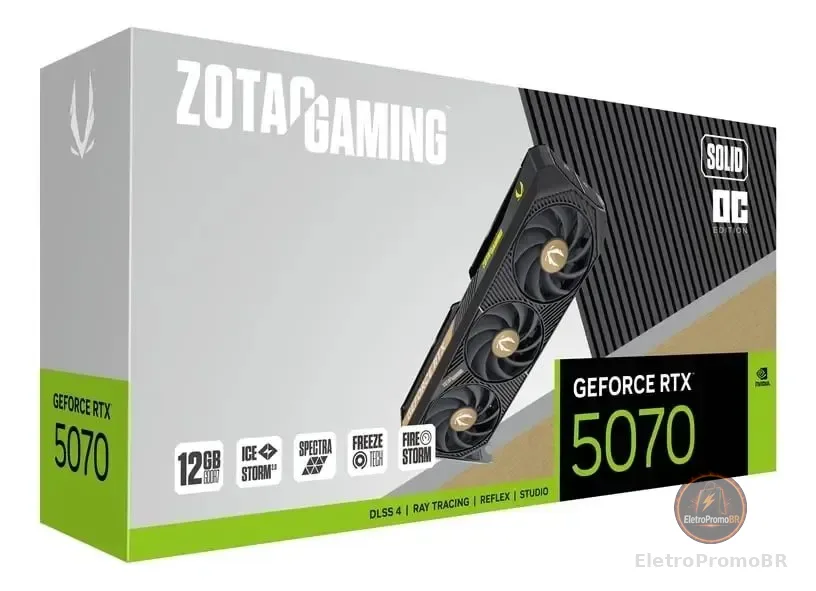 Placa De Vídeo Nvidia Zotac Geforce Rtx 5070 Solid Oc 12gb