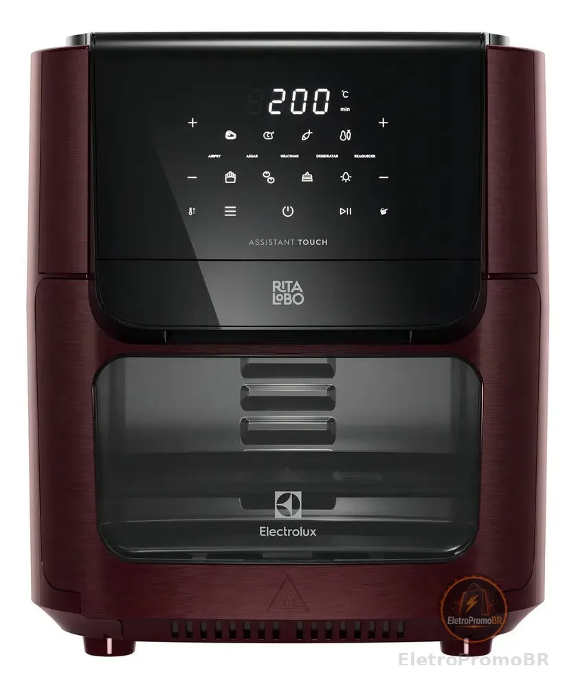 Fritadeira Air Fryer Oven Electrolux por Rita Lobo 12L Digital Vermelha Escura Experience 1700W EAF86