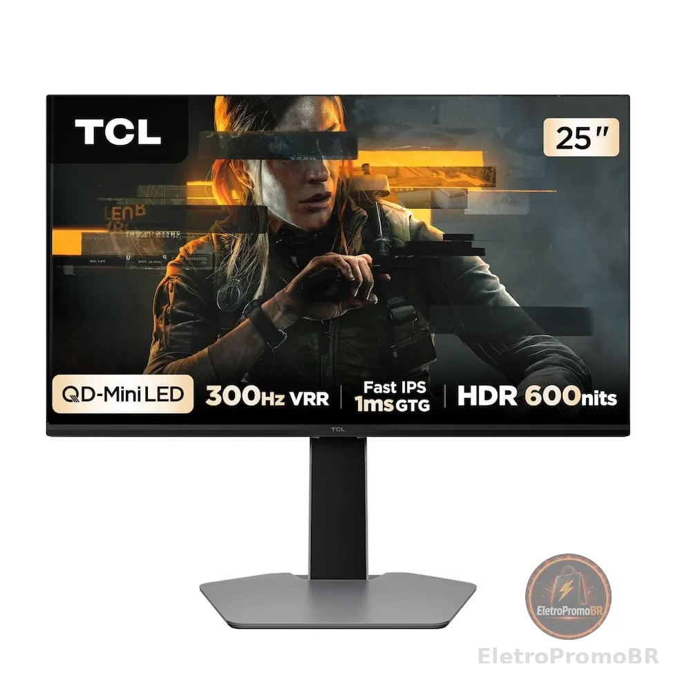 Monitor Gamer 25” Full HD TCL 25G64 QD-Mini LED 300Hz 1ms FreeSync Premium