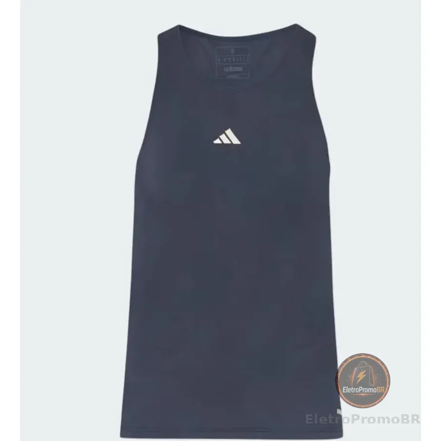 Camiseta adidas Masculina Training Regata 3 Stripes Ks7736 Azul Estampa Localizada Xl Lisa