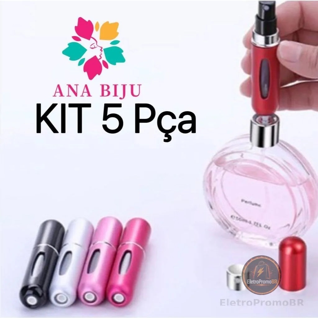 KIT 5 unidades Porta Perfume Recarregavel Portatil Spray 5ml-INLIS ANA