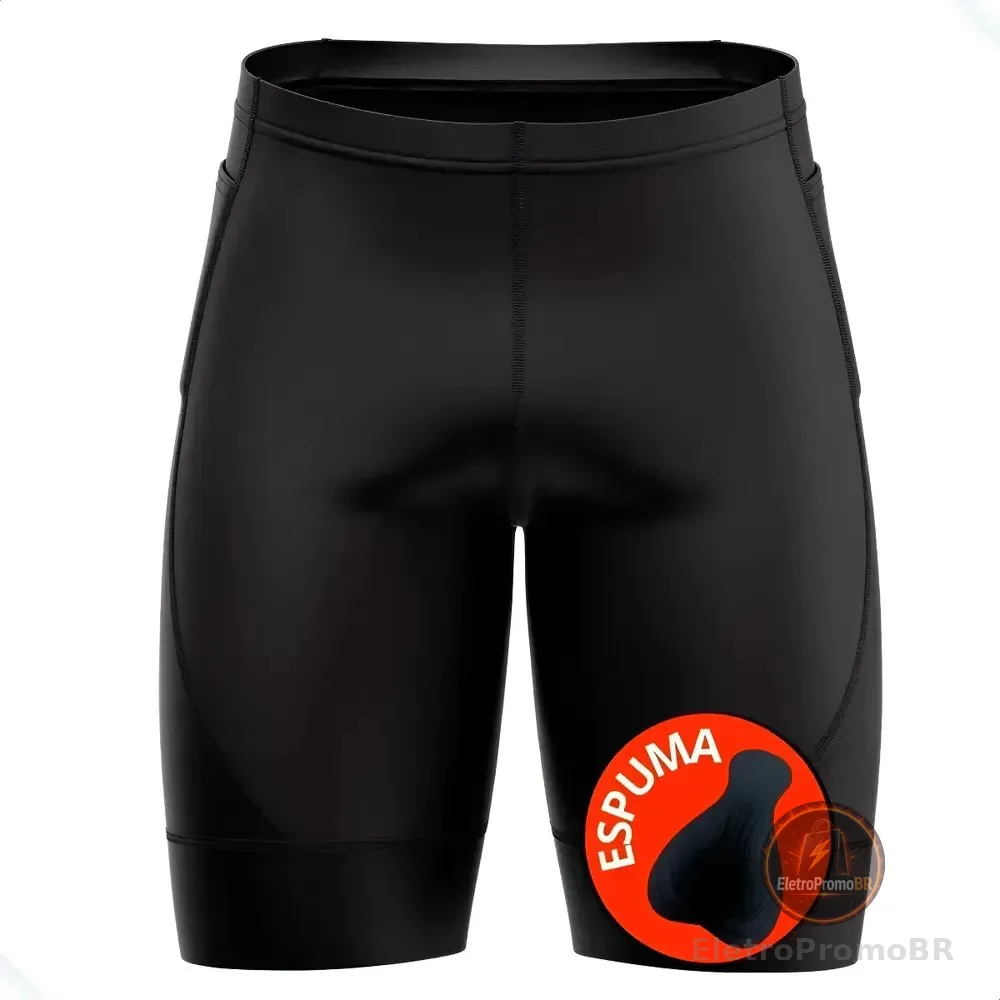 Bermuda Ciclismo Masculina Spinning Bolso Lateral Preta Bike Preto Liso G