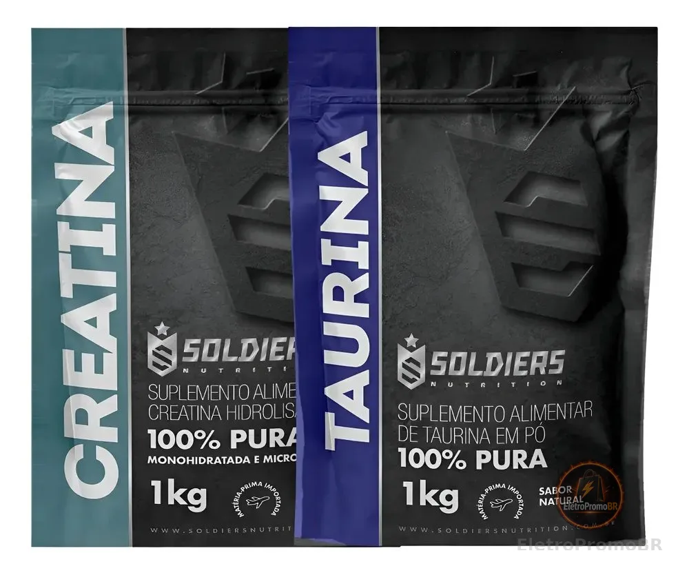 Kit: Creatina Monohidratada 1kg + Taurina 1kg Sem Sabor