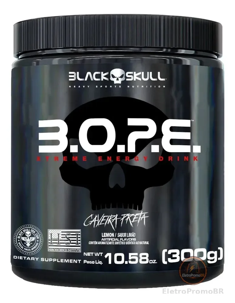 Black Skull Pré Treino B.O.P.E. Sabor Limão em pó x 300g