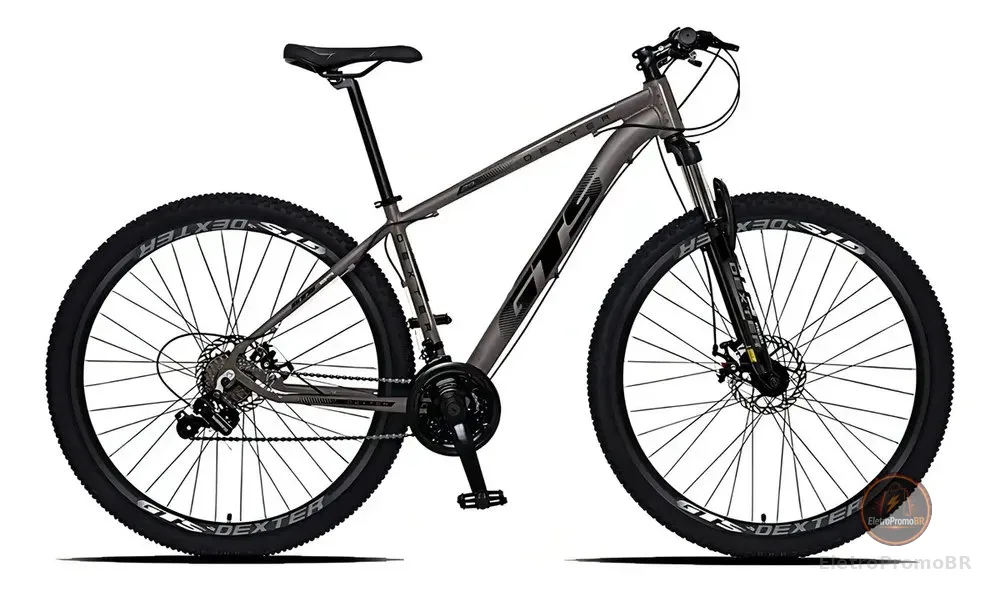 Bicicleta aro 29 Gts Dexter 24 velocidades freio a disco cor grafite com preto tamanho do quadro 17