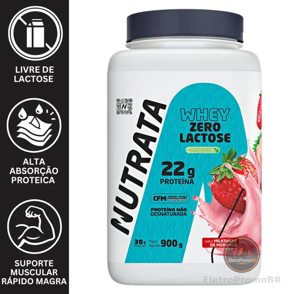 WHEY ZERO LACTOSE POTE 900G (21g a 22g protein) - NUTRATA