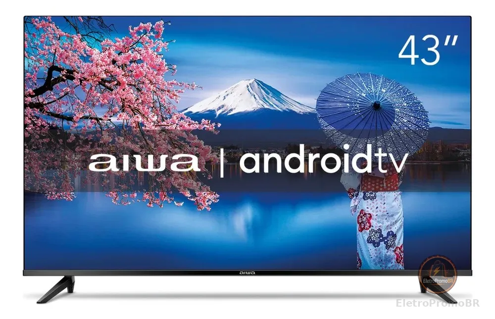 Smart TV AIWA 43” Android Full HD Borda Ultrafina HDR10 Dolby Áudio AWS-TV-43-BL-02-A