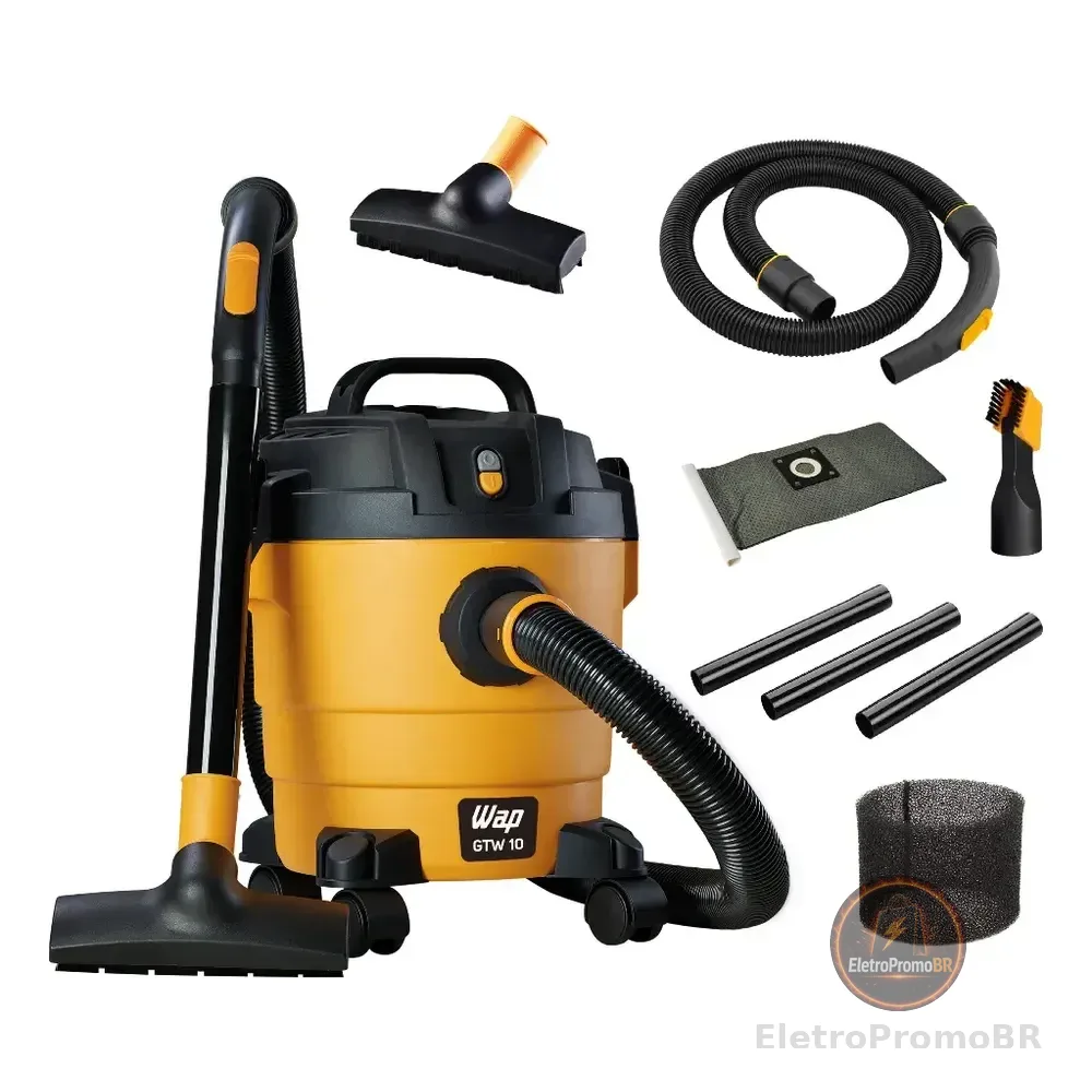 Aspirador De Pó E Água Wap Gtw 10 Compacto 1400w 10 Litros Amarelo/preto 127v