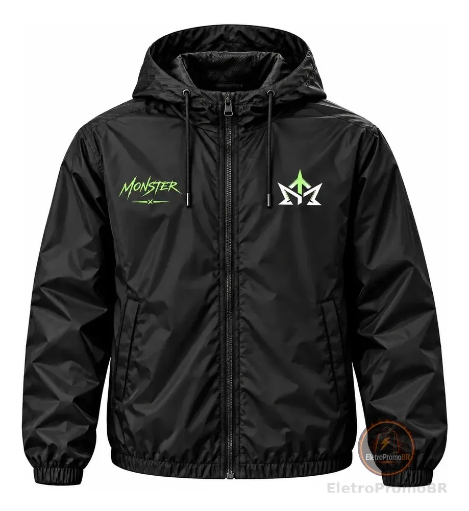 Jaqueta Corta Vento Monster Impermeável Unissex Sportivo Top Preto Gg