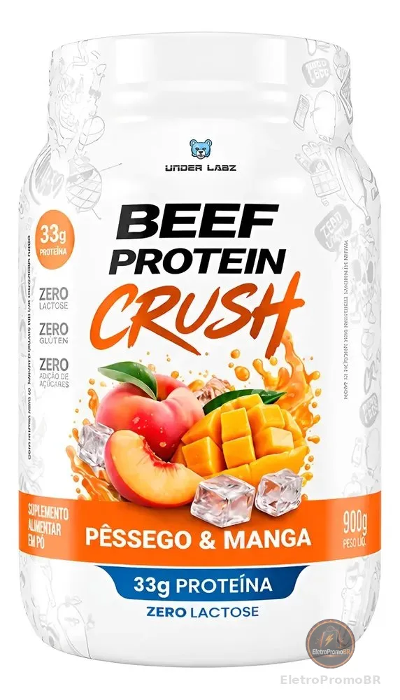 Beef Protein Crush Under Labz Whey Isolado Hidrolisada Carne Pessego E Manga 910g