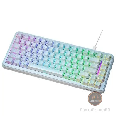 Teclado Magnético Gamer Attack Shark X82 HE, 75%, Rapid Trigger, 8000Hz, 0.01ms, White Contour Line, Branco e Cinza - AS-X82HE-WCL