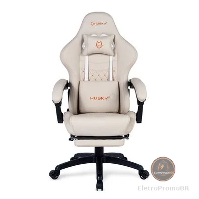 Cadeira Gamer Husky Tempest 700, Até 145kg, Almofadas, Reclinável 150º, PU, Descanso para Pés, Branca - HCG700BR