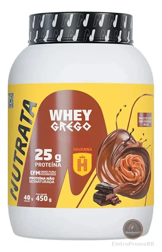 Suplemento Whey Grego Havanna 450 Gramas Nutrata Dulce De Leche Com Chocolate Belga