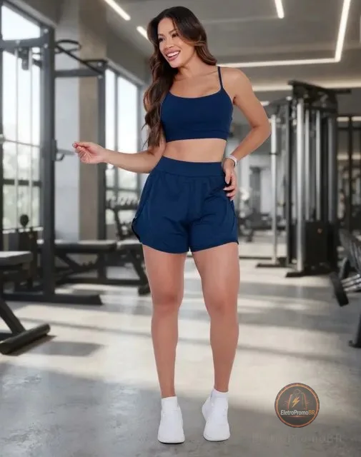 Conjunto Fitness Feminino Top E Short Duplo