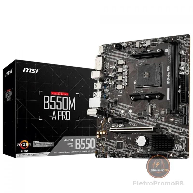 Placa Mãe MSI B550M-A PRO - AMD Ryzen AM4 - DDR4 - Matx - M.2 -HDMI
