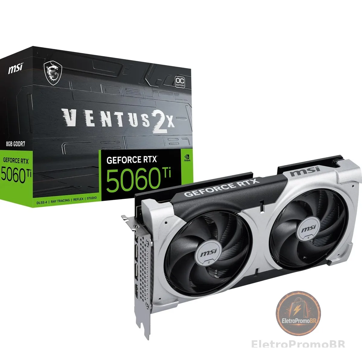 Placa de Vídeo MSI RTX 5060 Ti Ventus 2X OC Plus – 8GB GDDR7, Ray Tracing, DLSS 3, Dual Fan – 912-V536-024
