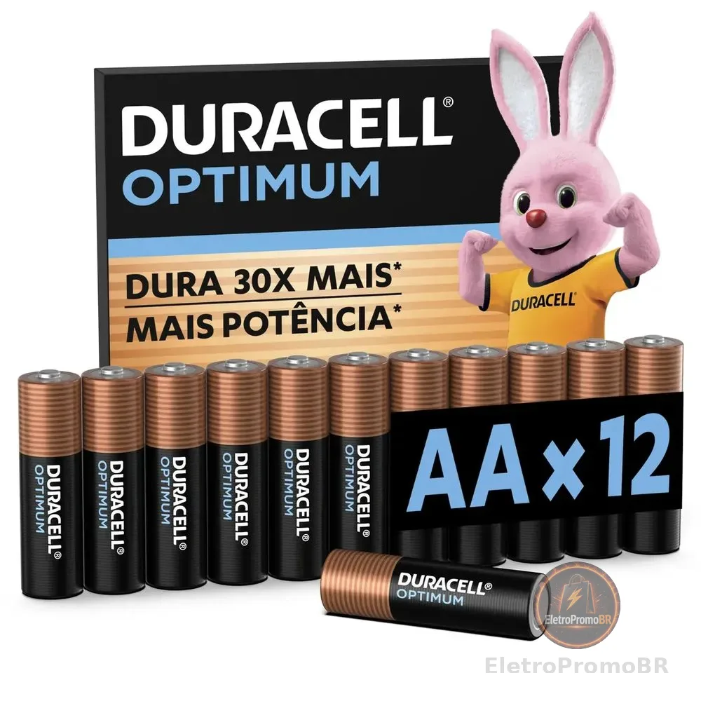 Pilha Optimum AA Duracell Tamanho Normal Com 12 Unidades