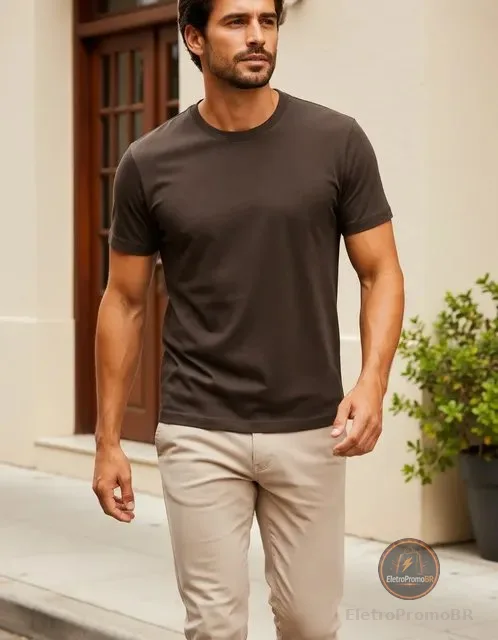 Camiseta Masculina Básica Slim Algodão - Várias Cores Ogochi