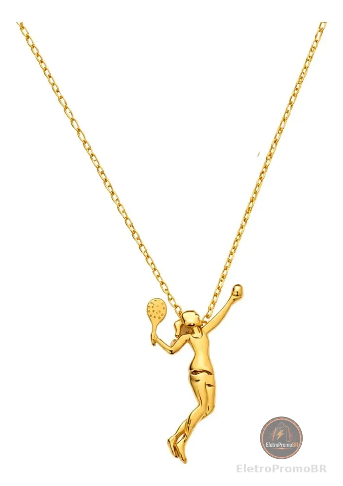 Colar Jogadora Beach Tennis Dourado Semijoia Esportes Dourado