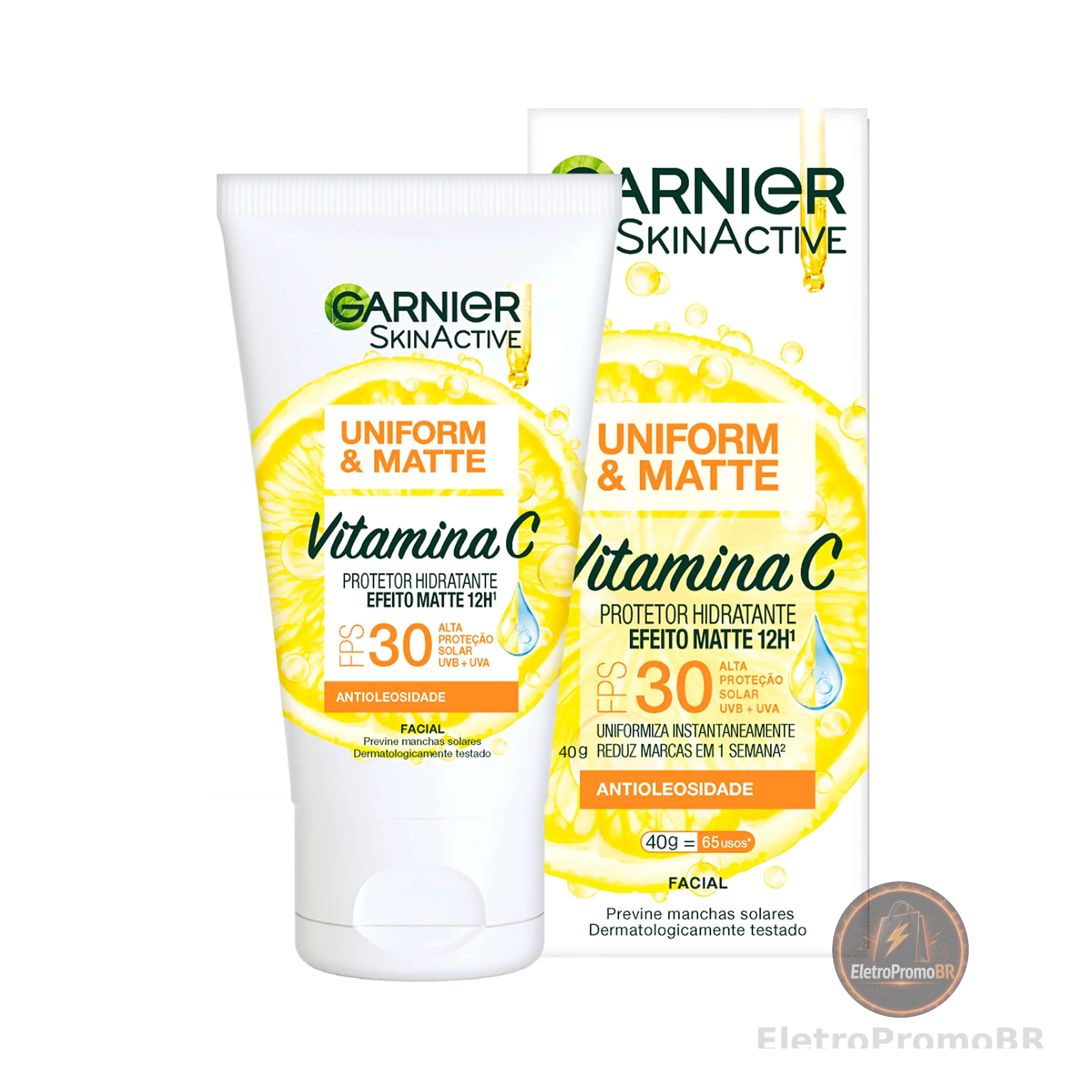 Garnier Uniform & Matte Protetor Solar Facial FPS 30, Sem Cor, 40g