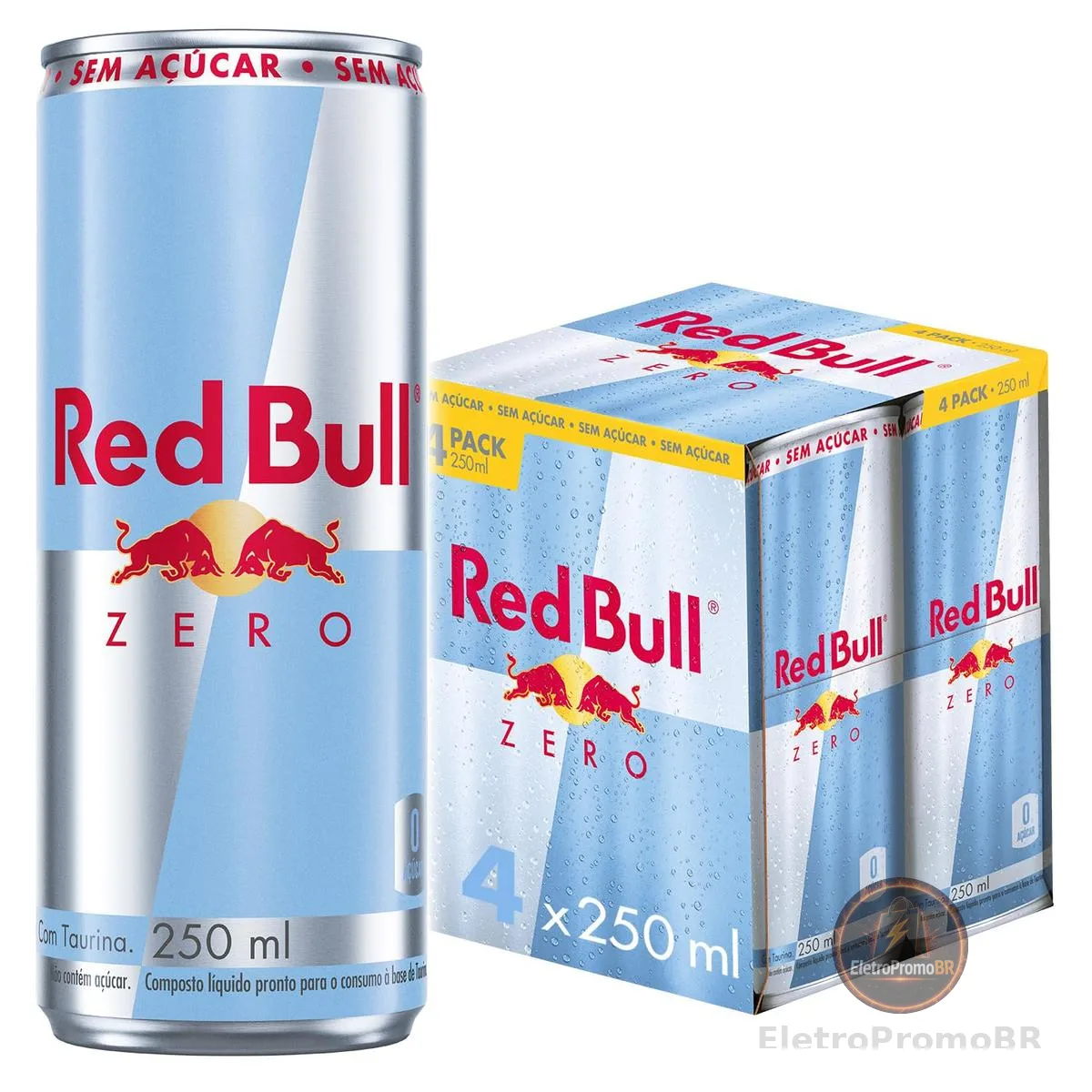 Red Bull Energético, Zero, Sem Açúcar, 250ml, 4 latas