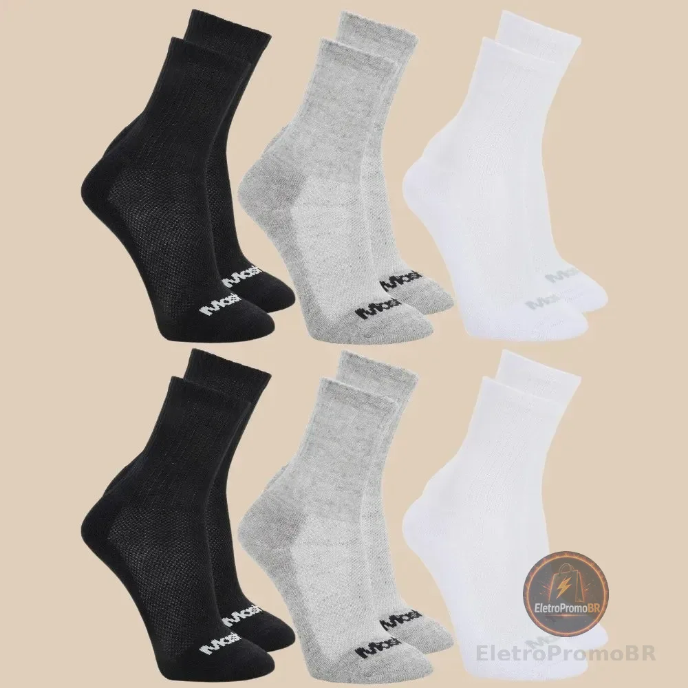 6 Pares De Meias Mash Cano Médio Longo Masculina Esportiva Kit Misto M (34 A 38)