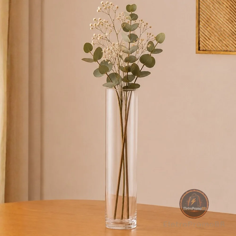 Vaso Tubo Cilíndrico de Vidro para Flores e Arranjos Decorativos