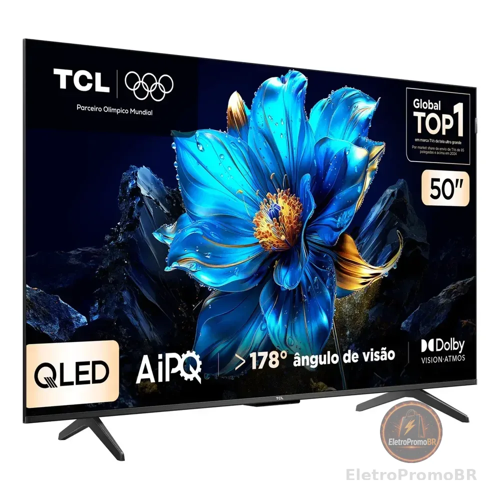 Smart Tv Tcl 50 Polegadas Qled 4k P7k Wifi Bluetooth Google Tv Hdr10+ Dolby Atmos Dolby Vision 50p7k
