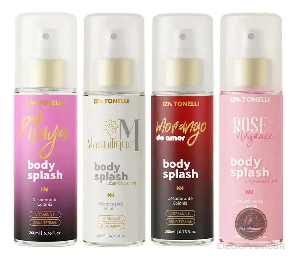 Kit 4 Body Splash Feminino Perfume 200ml Desodorante Colônia Corporal Alta Fixação Para Dia & Noite