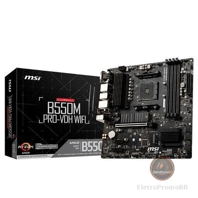 Placa-Mãe MSI B550M Pro-VDH WiFi, AMD AM4, mATX, DDR4, Preto - B550M PRO-VDH WIFI