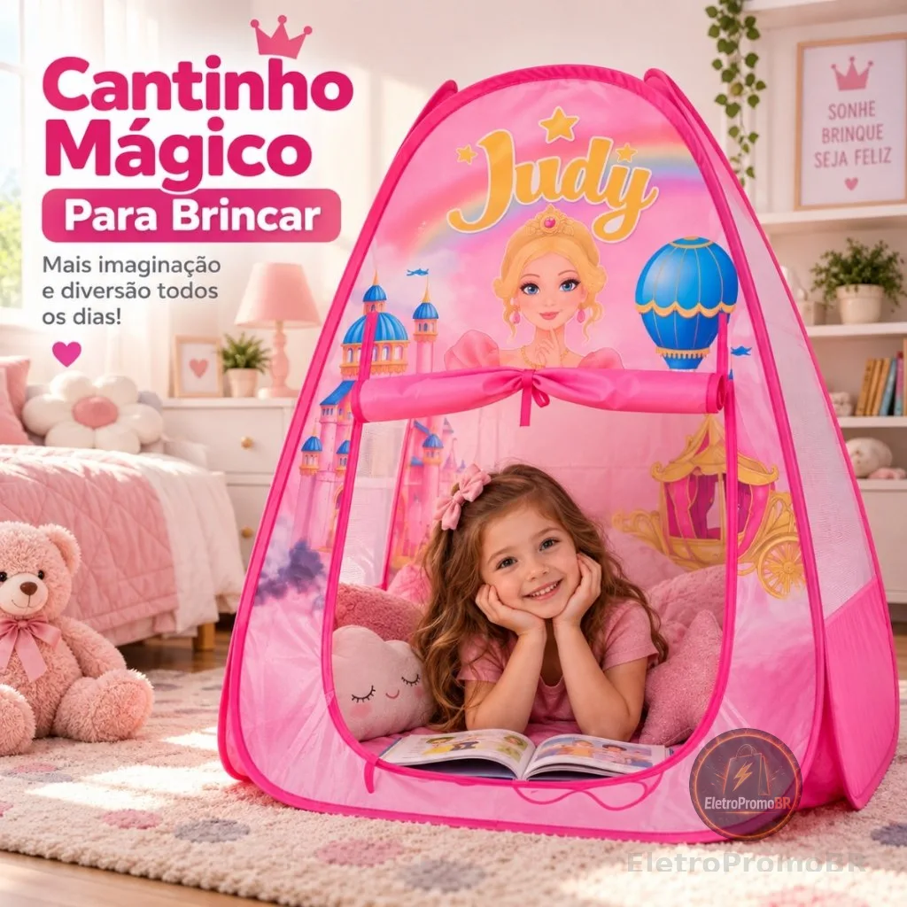 Barraca Infantil Menina Cabana Toca Pop-up Princesa Castelo Dobrável com Bolsa