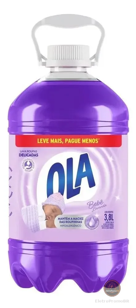 Sabão Líquido para Roupas Delicadas Bebê Lavanda Frasco 3,8 Litros Ola