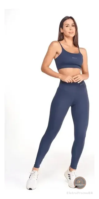 Conjunto Fitness Feminino Academia Top E Calça Poliamida