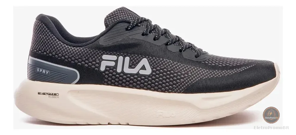 Tênis Fila Masculino Spry Esportivo Treino Corrida Academia Preto/grafite/cinza Mesh 39