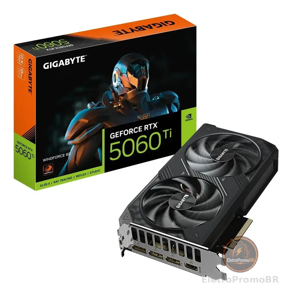 Placa De Vídeo Gigabyte Rtx 5060 Ti Windforce 2x 8gb Gddr7