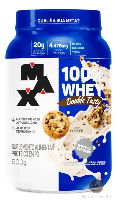 Double Tasty Whey 100% 900g Max Titanium - Sabor Cookies Cookies