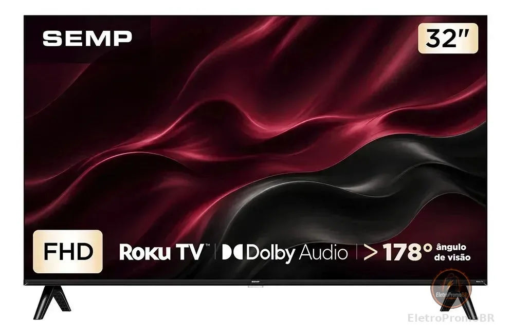 Smart Tv Semp 32 Polegadas Led Full Hd S42r Roku Tv Wi-Fi Dolby Audio Brilho Até 220 Nits 32s42r