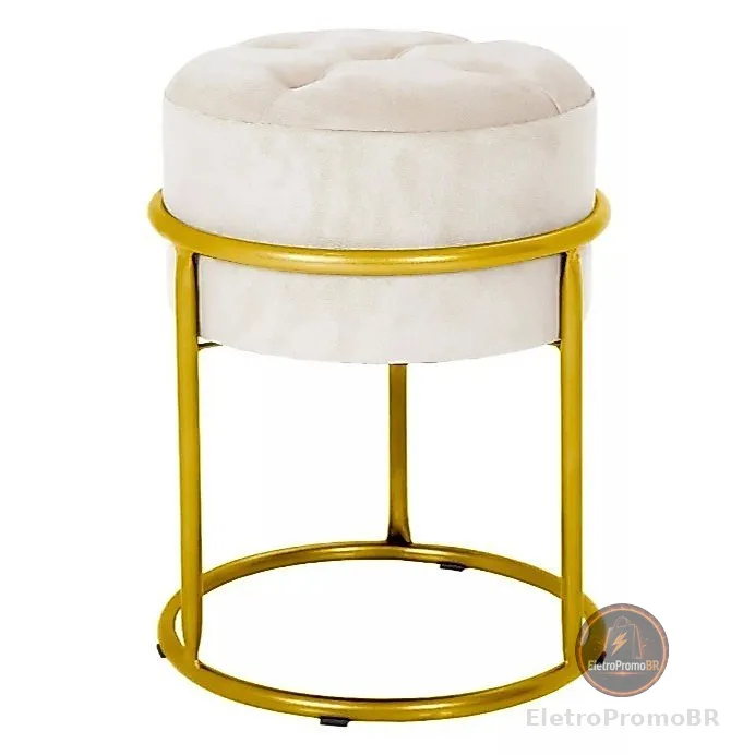 Puff Argola Banqueta Ferro Estofada Penteadeira Decoração Quarto Sala Bancada Cadeira Moderno Pufe