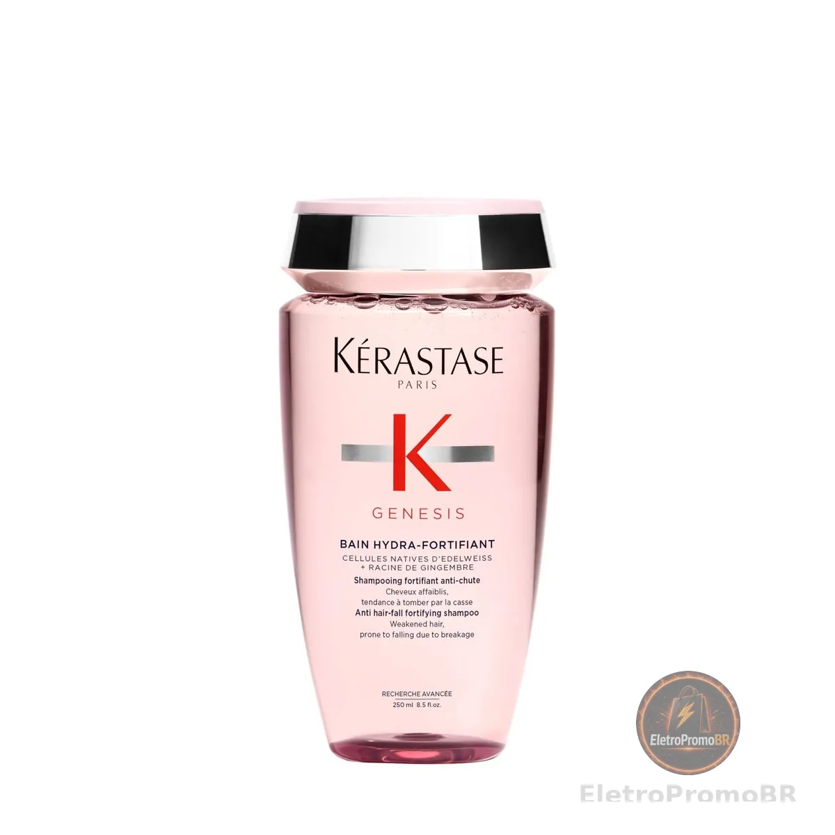 Kérastase Genesis Bain Hydra-Fortifiant Shampoo, Tratamento Fortificante Antiqueda por Quebra para Cabelos Finos e Oleosos, com Flor de Edelweiss e Raiz de Gengibre, 250ml