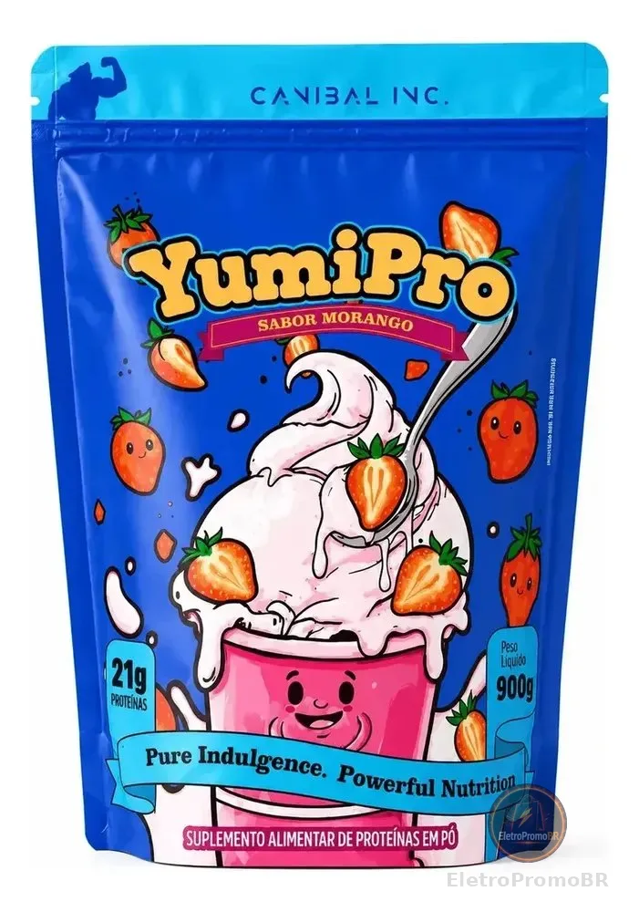 Yumi Pro 900g Canibal Whey Protein Concentrado 21g Protein Morango