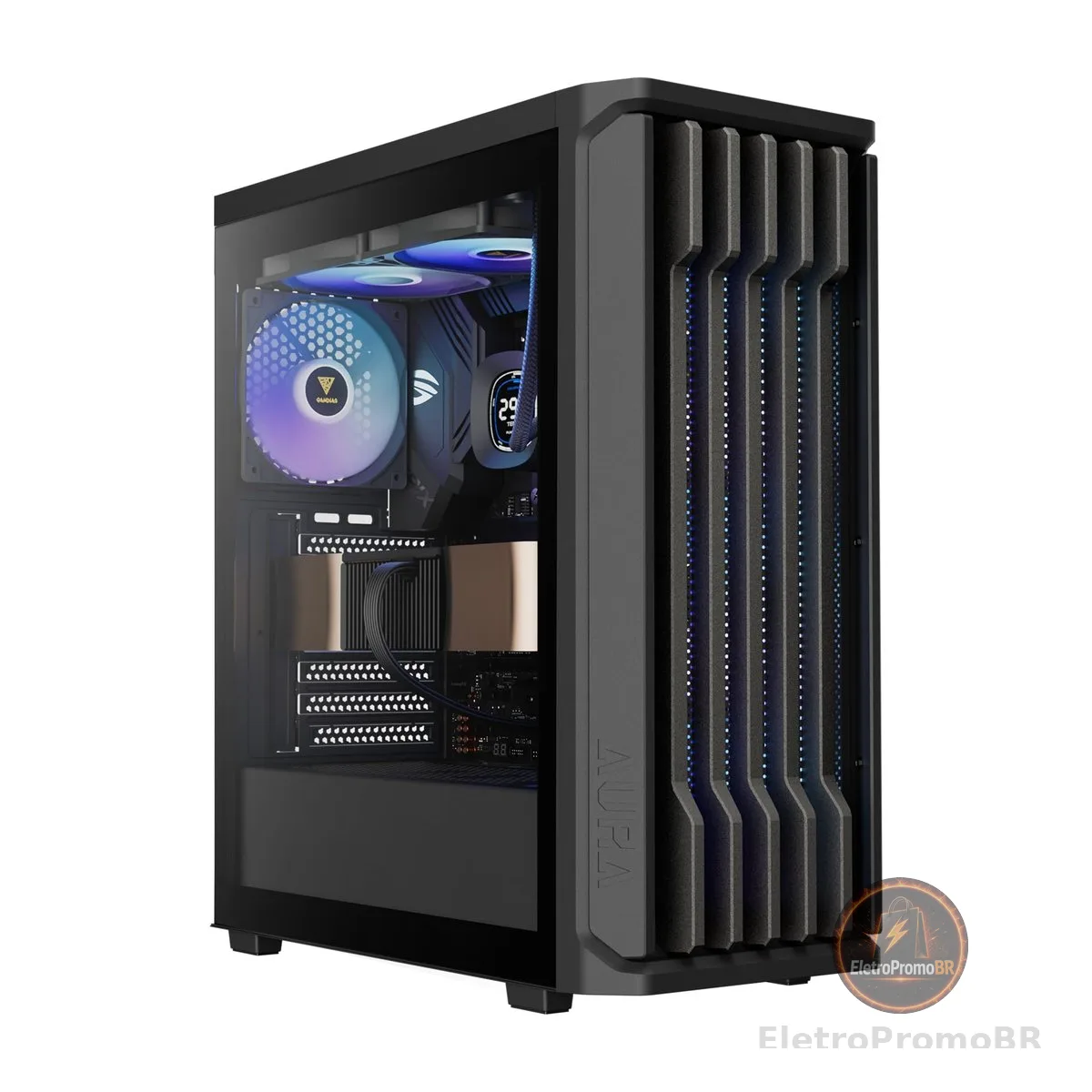 Gabinete Gamer Gamdias Aura GC11 ARGB Preto com 4 Fans
