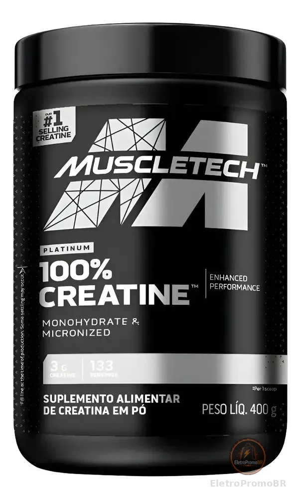 Creatina Monohidratada 100% Platinum Muscletech 400g Sem Sabor