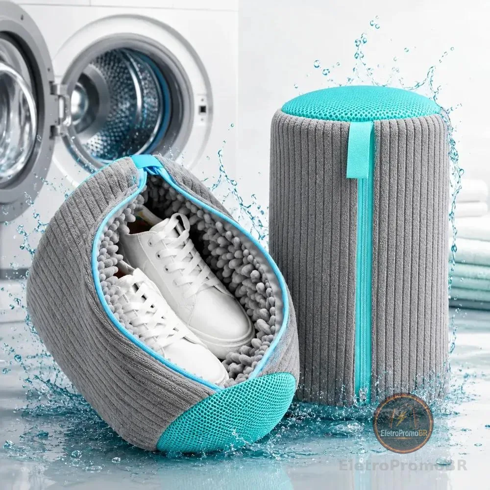 Kit 2 Sacos de Lavagem para Calçados BusinessEcom – Protetor Macio para Tênis e Sapatos na Máquina