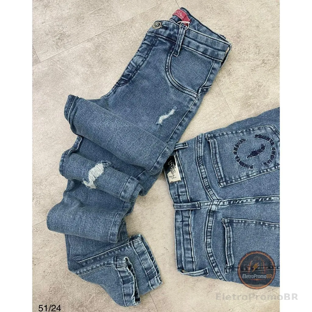 Calça Jeans Feminina Sal E Pimenta Skinny Linda Rasgada Envio Rapido
