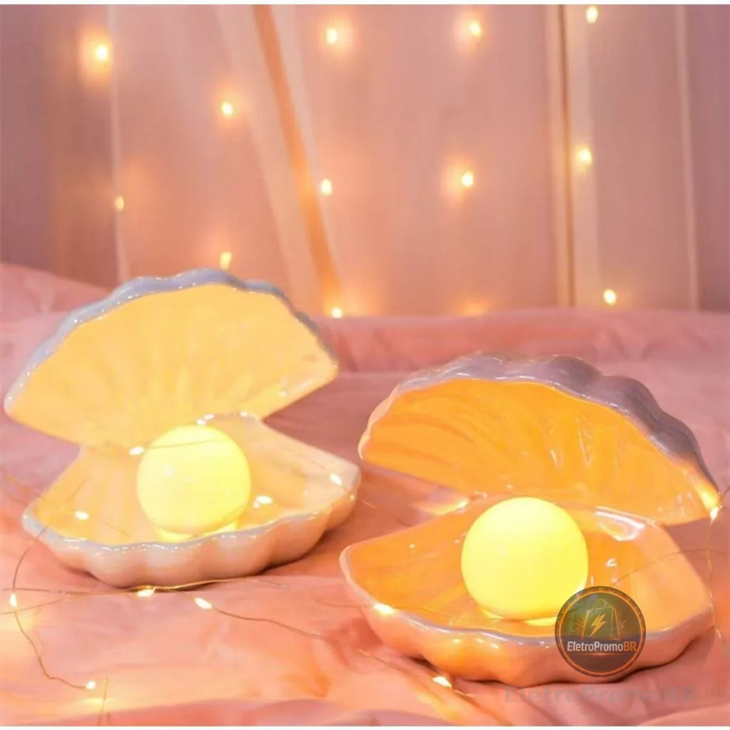 Luminária Pérola Atmosfera | Luz Noturna Decorativa de Mesa